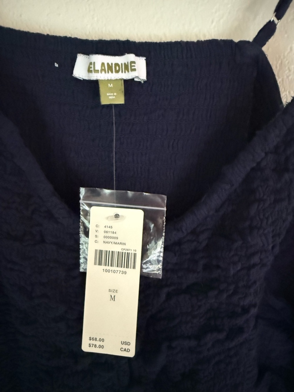 Anthropologie Celandine Size M Navy Blue Ruffled Smocked Camisole NWT - Picture 3 of 4